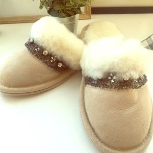 J Crew Leather and Shearling Slippers